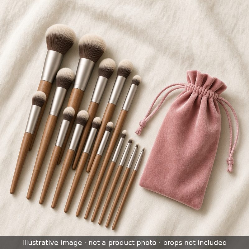 Illustrative image of the 13-Piece Brush Set with Velvet Bag (not a product photo)