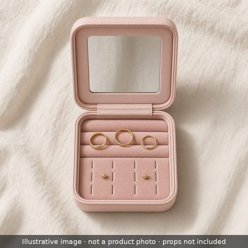 Illustrative image of the Travel Jewellery Case with Mirror (not a product photo)