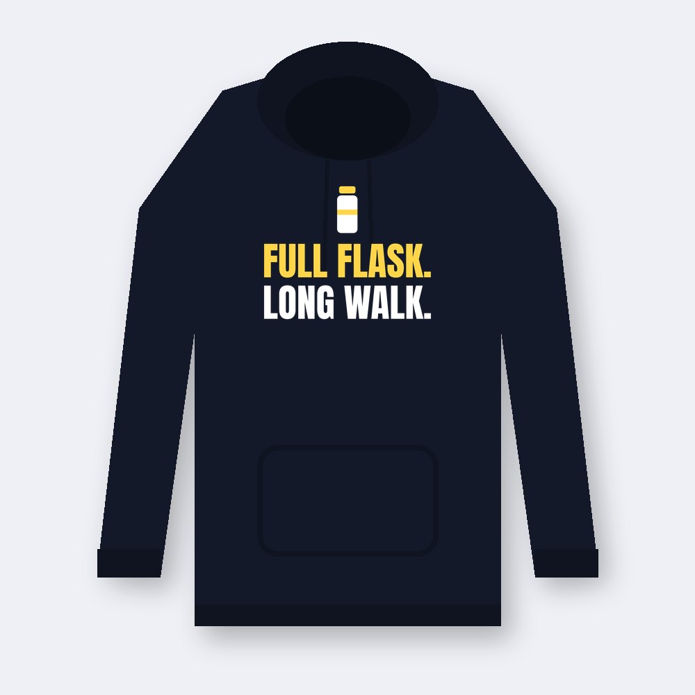 Full flask. Long walk — navy unisex hoodie mockup