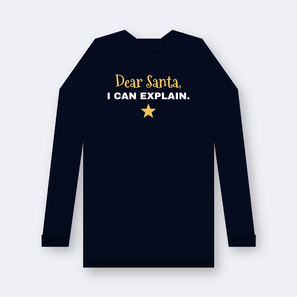 Dear Santa, I can explain — navy unisex sweatshirt mockup