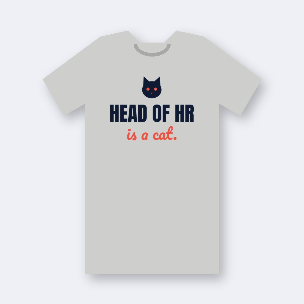 Head of HR is a cat — athletic heather unisex tee mockup